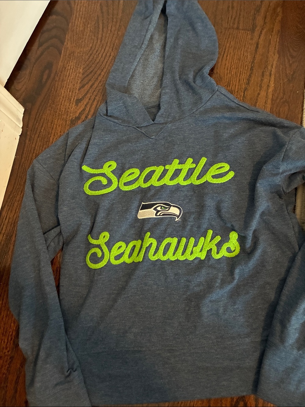 Women's Seahawks sweatshirt - Blue with Neon Green Script